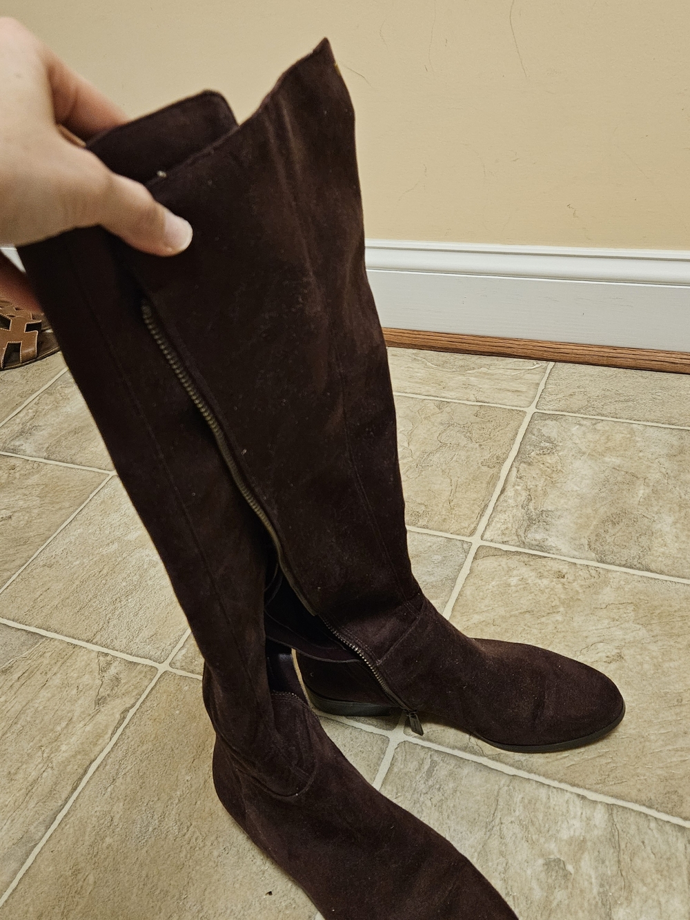 Michael Kors Dark Brown Suede Over-the-Knee Zip Boots